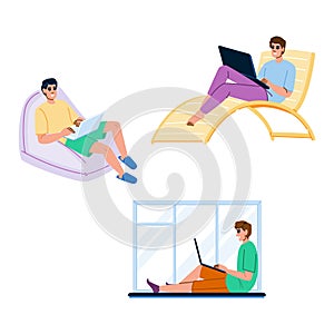 business remote work man vector