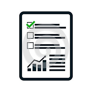 The business report icon. Audit and analysis, document. flat design vector