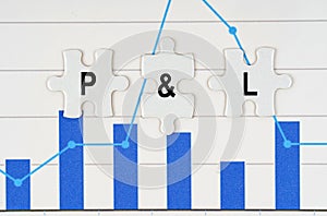 On business reports - diagrams are puzzles with the inscription - P and L