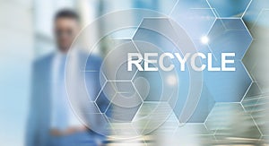 Business representative solving problems of recycling products