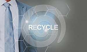 Business representative solving problems of recycling products