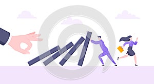 Business resilience or domino effect metaphor vector illustration.