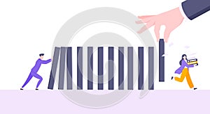 Business resilience or domino effect metaphor vector illustration concept.