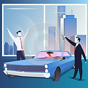 Business reward, gift or car sale concept vector illustration