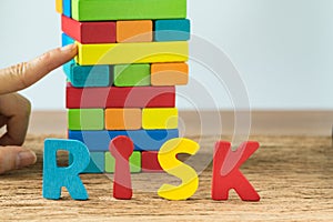 Business risk concept with selective focus on alphabets RISK and