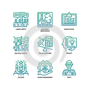 Business risks icons set