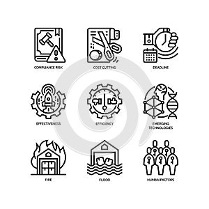 Business risks icons set