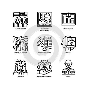 Business risks icons set