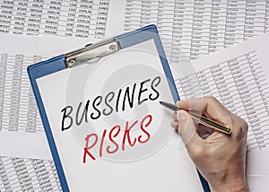 Business risks inscription words. Risk management and planning