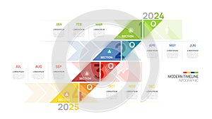 Business road map timeline Infographic arrow template. Modern milestone element timeline diagram calendar and 4 quarter topics,