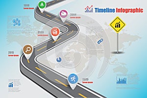 Business road map timeline infographic expressway concepts, Vector Illustration