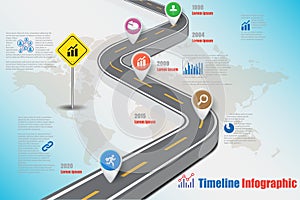 Business road map timeline infographic expressway concepts, Vector Illustration