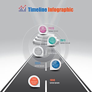 Business road map timeline infographic template with pointers, Vector Illustration