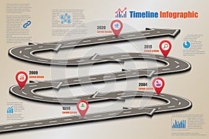Business road map timeline infographic template with pointers, Vector Illustration