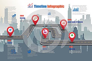 Business road map timeline infographic, Vector Illustration