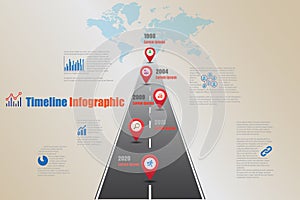 Business road map world timeline infographic, Vector Illustration