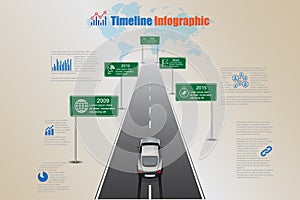 Business road map world timeline infographic, Vector Illustration