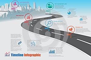 Business roadmap timeline infographic city design Vector illustration