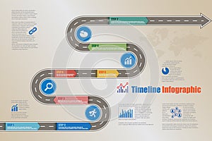 Business roadmap timeline infographic flat design template Vector illustration