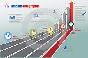 Business roadmap timeline infographic growing charts