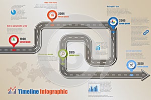 Business roadmap timeline infographic template flat designed