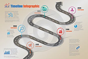 Business roadmap timeline infographic template with pointer, Vector Illustration