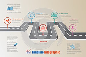 Business roadmap timeline infographic template with pointer, Vector Illustration