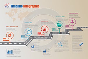 Business roadmap timeline infographic template with pointer, Vector Illustration