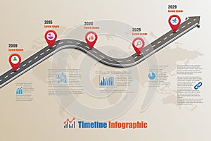 Business roadmap timeline infographic template with pointers designed