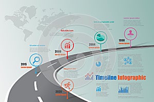 Business roadmap timeline infographic template with pointers designed