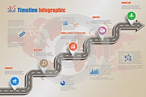 Business roadmap timeline infographic template, vector illustration