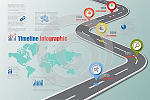 Business roadmap timeline infographic template, vector illustration