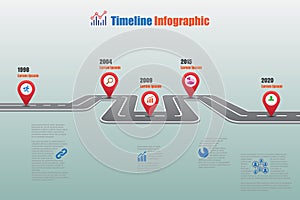 Business roadmap timeline infographic template, vector illustration