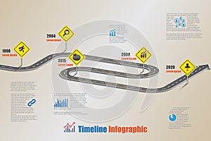 Business roadmap timeline infographic template, vector illustration