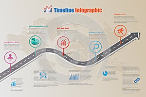 Business roadmap timeline infographic, Vector Illustration