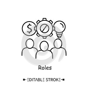 Business roles line icon. Editable illustration
