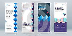 Business Roll Up Banner Set Abstract Roll up background for Presentation. Vertical rollup, x-stand, exhibition display