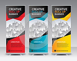 Business Roll Up Banner stand vector creative design. banner stand or flag design layout. Modern Exhibition Advertising vector