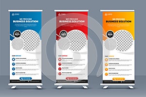 Business Roll up banner template and marketing agency standee banner layout or corporate conference roll-up banner