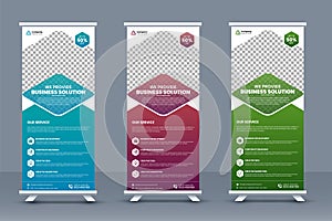 Business Roll up banner template and marketing agency standee banner layout or corporate conference roll-up banner