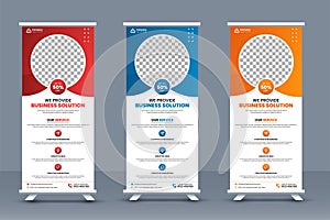 Business Roll up banner template and marketing agency standee banner layout or corporate conference roll-up banner