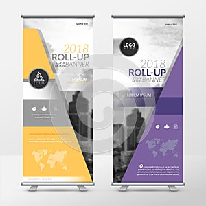 Business roll up design template, X-stand, Vertical flag-banner design layout, standee display promoting