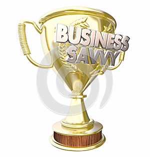Business Savvy Trophy Prize Award Best Smart Entrepreneur 3d Ill photo