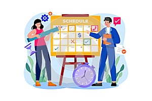 Business schedule planning Illustration concept on white background