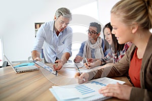 Business school students in class