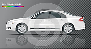 Business sedan vehicle. Car template vector illustration View front, rear, side, top. Change the color in one