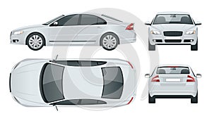 Business sedan vehicle. Car template vector isolated illustration View front, rear, side, top. Change the color in one