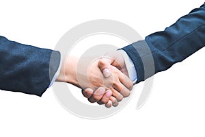 Business shake hands isolated on white background