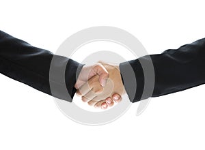 Business shaking hand isolated on white background.