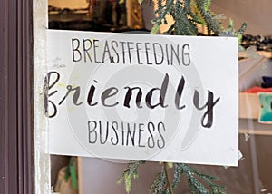 Business sign, breastfeeding friendly